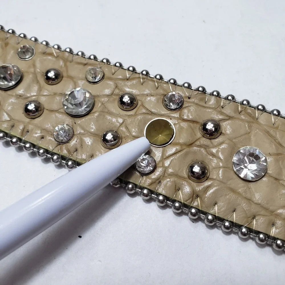 Genuine Leather Bling Western Belt Snakeskin Rhinestones Size Small Fleur-de-lis